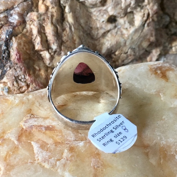Rhodochrosite 925 sterling silver ring 8 NWT - Picture 4 of 6